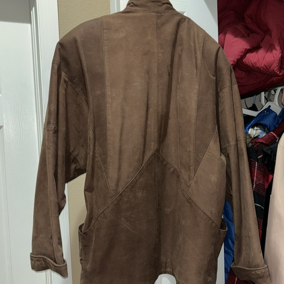 Genuine Vintage Brown Leather Suede Jacket Coat - Picture 4 of 9